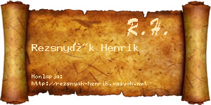Rezsnyák Henrik névjegykártya