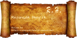 Rezsnyák Henrik névjegykártya